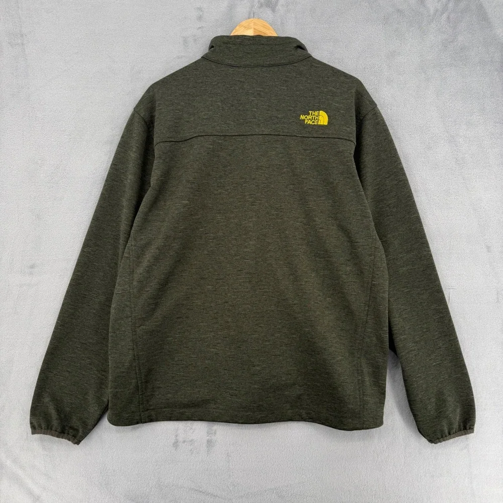 The North Face Mens Full Zip Jacket Olive Green Trim‎ Mock Neck Fleece Size XL